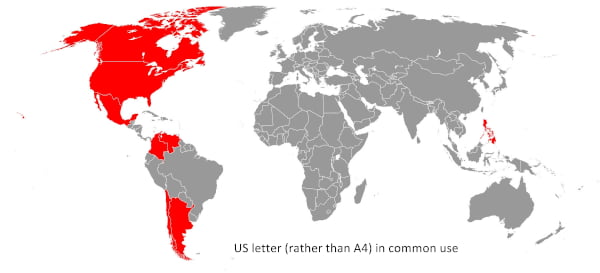 Paper sizes around the world.